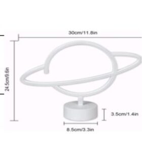 Neon Işıklı Satürn Lamba Pil+Usb