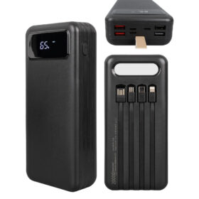 20000 MAH DİJİTAL GÖSTERGELİ USB-MICRO-LIGHTNING-TYPE-C GİRİŞLİ VE KABLOLU POWERBANK (4172)