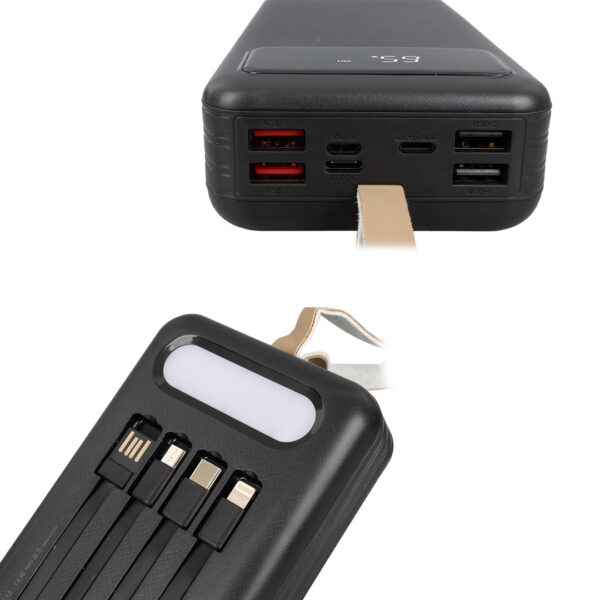 20000 MAH DİJİTAL GÖSTERGELİ USB-MICRO-LIGHTNING-TYPE-C GİRİŞLİ VE KABLOLU POWERBANK (4172) - Görsel 4