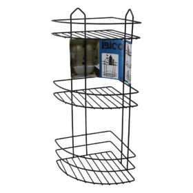 SİYAH  3 KATLI - ÜÇGEN METAL BANYO KÖŞELİK - DUŞKABİN RAF (4172)