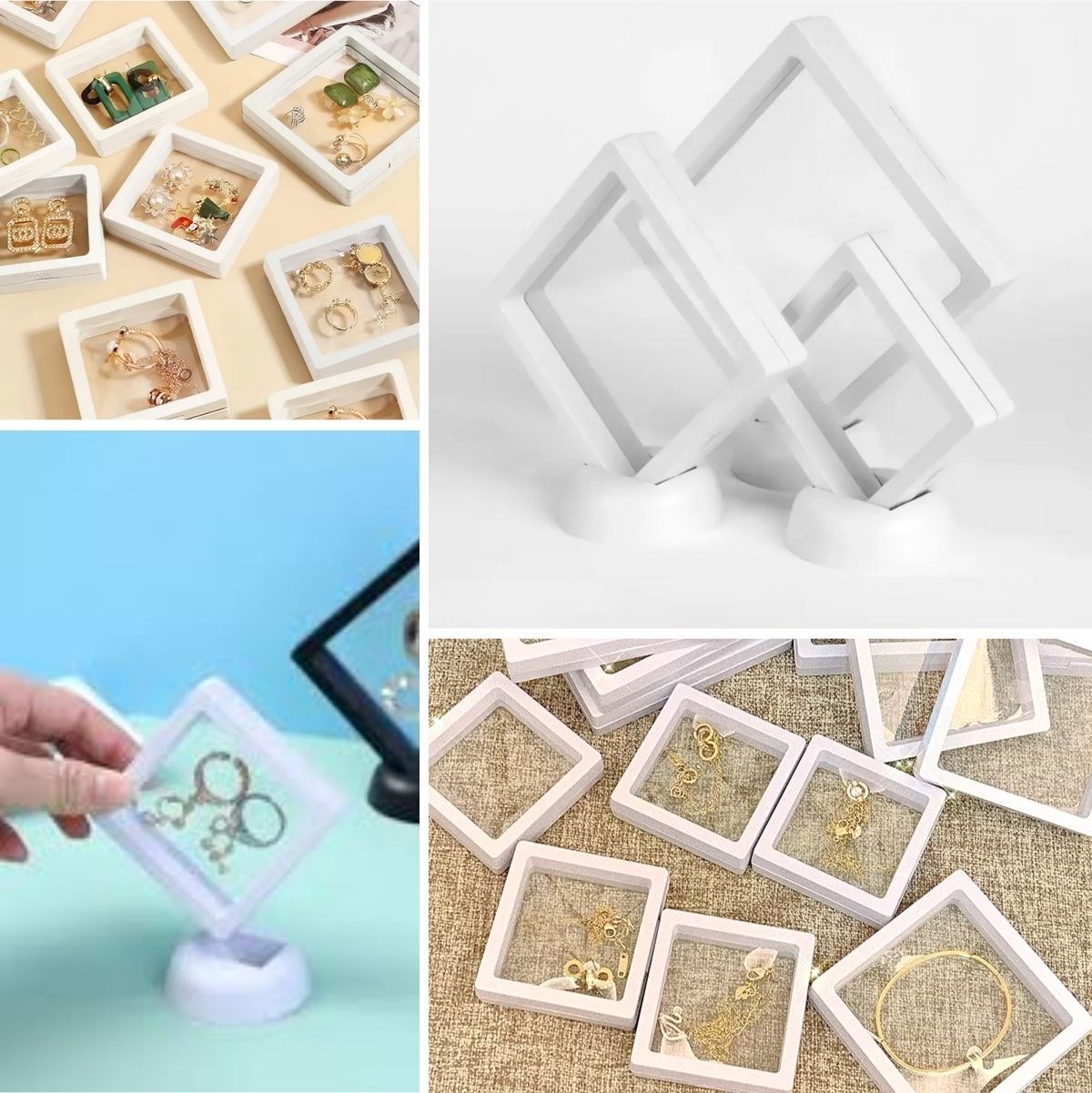 9x9 cm Standlı 3D Takı Ziynet Hatıra Koleksiyon Saklama Kutusu Şeffaf Film Çerçevesi (4172) - Görsel 3