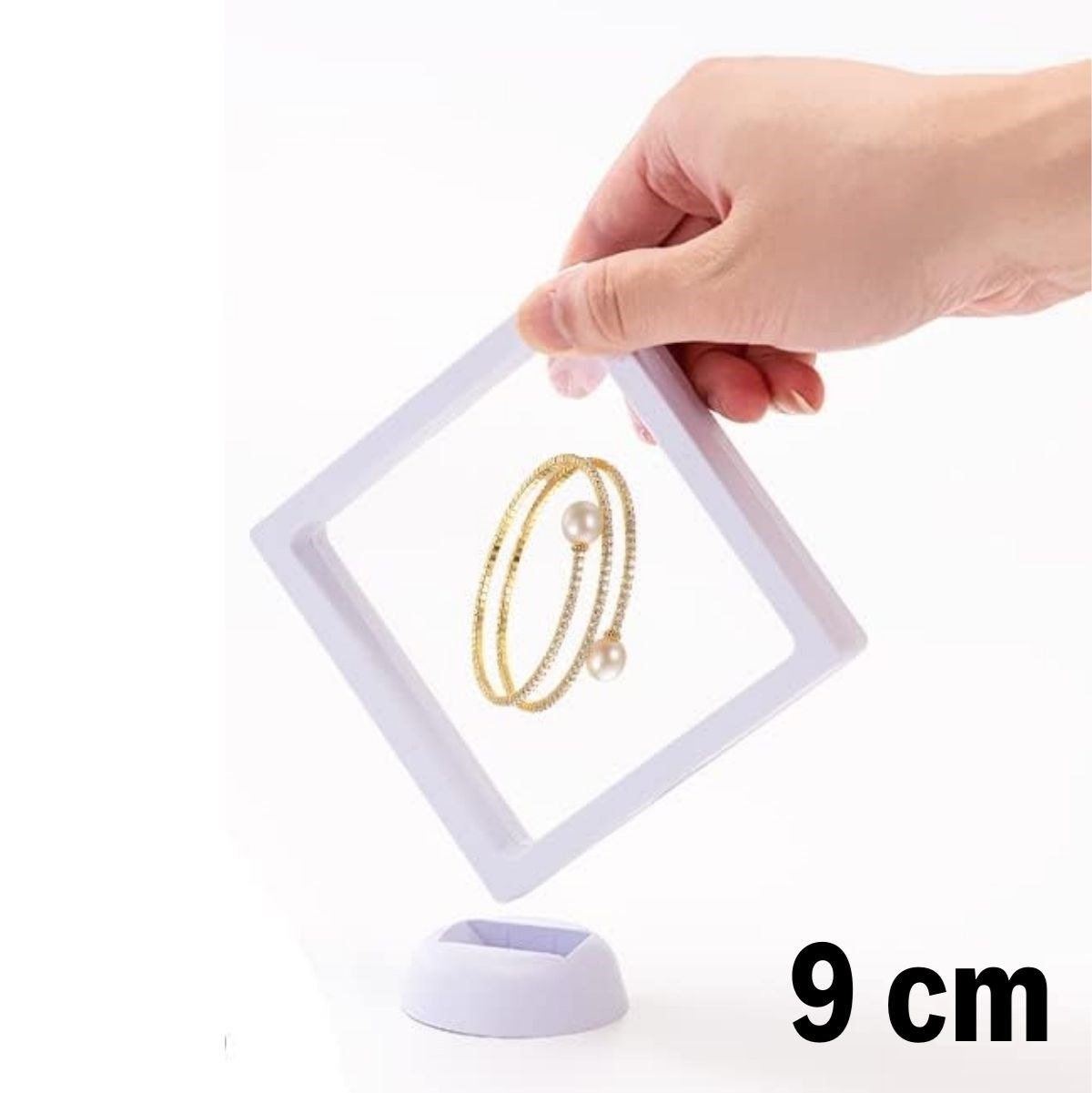 9x9 cm Standlı 3D Takı Ziynet Hatıra Koleksiyon Saklama Kutusu Şeffaf Film Çerçevesi (4172) - Görsel 5