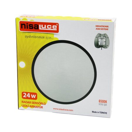 NİSALUCE EAMP-106/B 24W RADAR SENSÖRLÜ LEDLİ ARMATÜR BEYAZ ÇERÇEVE MEKATRONİK ASKI SİSTEMİ 6500K - 2160Lm (4172)