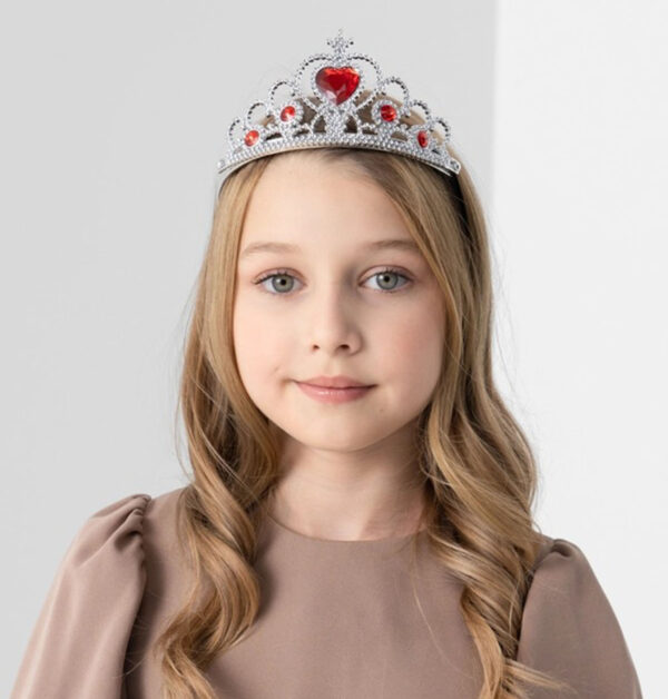 Kalp Taşlı Kırmızı Renk Karlar Ülkesi Elsa Anna Frozen Tacı - Görsel 2