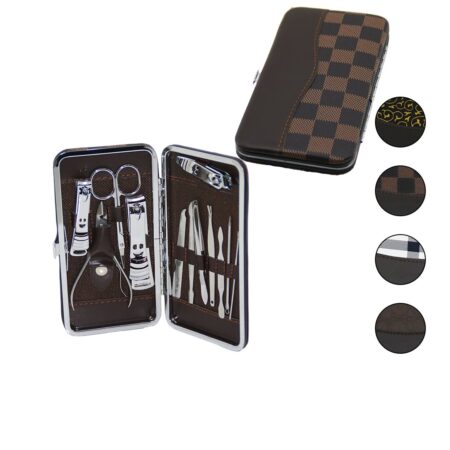 12 PCS - GÜMÜŞ MANİKÜR - PEDİKÜR SETİ RENKLİ DESENLİ - CÜZDAN MODELİ ÇANTALI (4172)