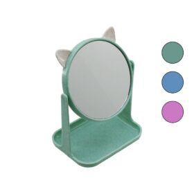 6 İNÇ  - 15CM YUVARLAK KULAKLI MAKYAJ AYNASI RENKLİ PLASTİK TAKILIK SEPETLİ=12X15.5CM (4172)