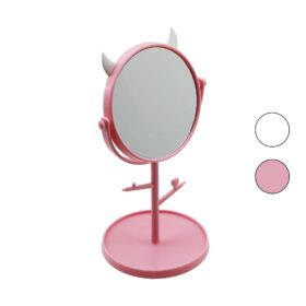 6 İNÇ  - 15CM YUVARLAK - BOYNUZLUTAKI ASKILIKLI MAKYAJ AYNASI RENKLİ PLASTİK TAKILIK SEPETLİ=15CM (4172)