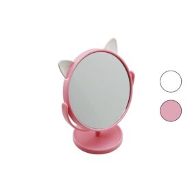 6 İNÇ  - 15CM - YUVARLAK KULAKLI RENKLİ PLASTİK MAKYAJ AYNASI AYAKLI (4172)