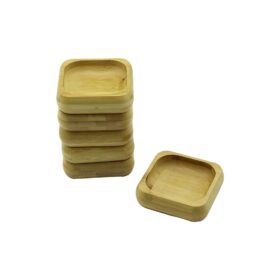 6 ADET 9X9CM KARE AHŞAP BAMBU ÇEREZLİK - LOKUMLUK KASE DERİNLİK: 1.8CM (4172)