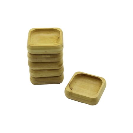 6 ADET 9X9CM KARE AHŞAP BAMBU ÇEREZLİK - LOKUMLUK KASE DERİNLİK: 1.8CM (4172)