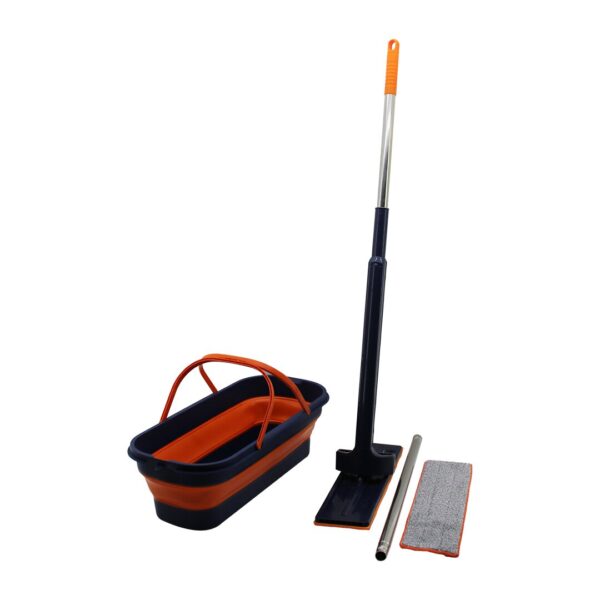 KENDİNDEN SIKMALI KATLANIR - TEKERLİ KOVALI MOP SETİ YEDEK BEZLİ360° BAŞLIK=11.5X41CM- SAP:130CM (4172) - Görsel 2