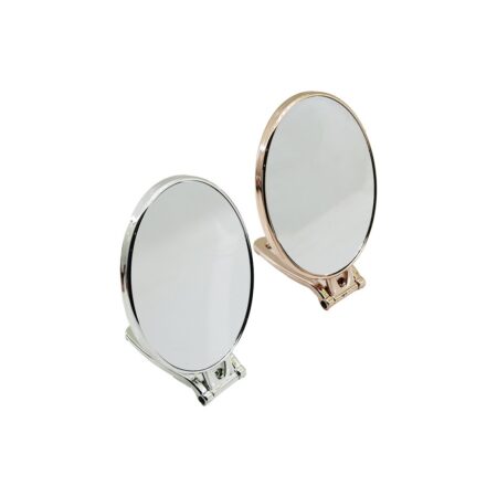 OVAL   6.5 İNÇ=16.5X13CM  MAKYAJ AYNASI  ÇİFT TARAFLI   BRONZ - GÜMÜŞ PLS.ÇERÇEVE   KATLANIR AYAKLI (4172)