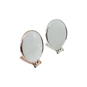 YUVARLAK   6 İNÇ= ÇAP:15CM  MAKYAJ AYNASI  ÇİFT TARAFLI   BRONZ - GÜMÜŞ PLS.ÇERÇEVE   KATLANIR AYAKLI (4172)
