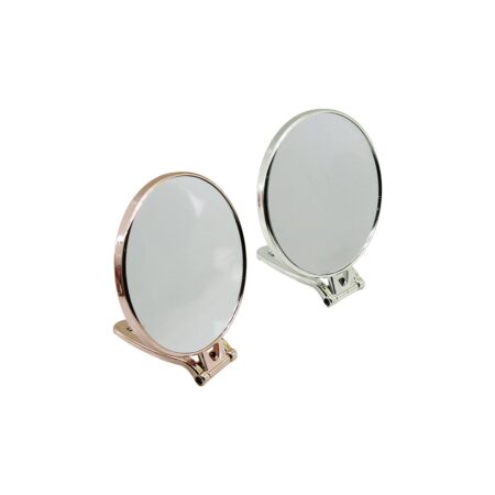 YUVARLAK   6 İNÇ= ÇAP:15CM  MAKYAJ AYNASI  ÇİFT TARAFLI   BRONZ - GÜMÜŞ PLS.ÇERÇEVE   KATLANIR AYAKLI (4172)