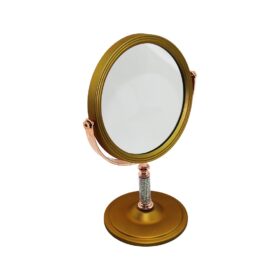 TAŞ SAPLI YUVARLAK 7 İNÇ= ÇAP:17.5CM MAKYAJ AYNASI ÇİFT TARAFLI BRONZ - GÜMÜŞ PLS.ÇERÇEVE SABİT AYAK (4172)