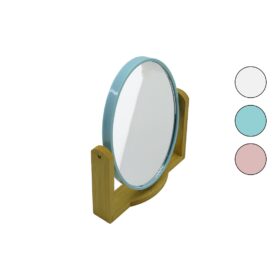 OVAL  8 İNÇ= 20.5X15.5CM AHŞAP BAMBU AYAKLI MAKYAJ AYNASI ÇİFT TARAFLI RENKLİ PLASTİK ÇERÇEVE (4172)
