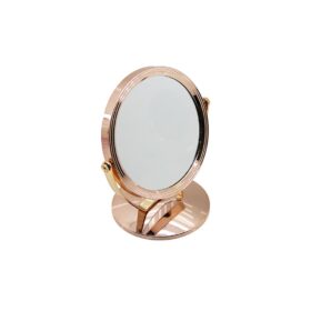 YUVARLAK 7 İNÇ= ÇAP:17.5CM MAKYAJ AYNASI ÇİFT TARAFLI BRONZ - GÜMÜŞ PLS.ÇERÇEVE SABİT AYAK (4172)