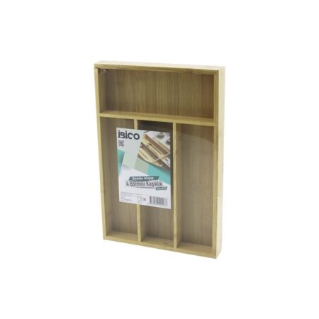 4 BÖLMELİ AHŞAP BAMBU KAŞIKLIK  24X33CM (4172)