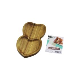 AKASYA KALPLİ  2 BÖLMELİ  AHŞAP SERVİS SUNUM TEPSİ - TAHTASI  25 X 14 X 1.4CM (4172)