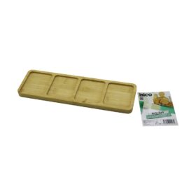 DİKDÖRTGEN  4 BÖLMELİ  AHŞAP BAMBU SERVİS SUNUM TEPSİ - TAHTASI  MİNİ TEPSİ   33 X 10 X 1.4CM (4172)