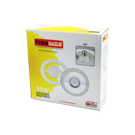 NİSALUCE EAMP-059/KB  MİKA KRİSTAL PLASTİK CAM   SİMİT MODEL  LED AMPUL  30W   E27   BEYAZ=6500K   2700 LUMEN (4172)