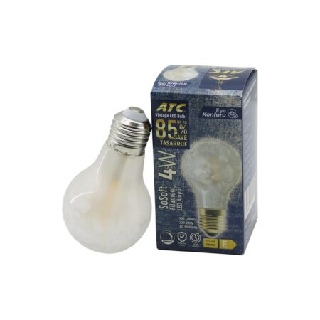 ATC-A60-SS VİNTAGE SOSOFT FİLAMENT 4W LED AMPUL LAMBA E27 KIRILMAZ PLASTİK CAM 400 LÜMEN 2200K 25.000 SAAT (4172)