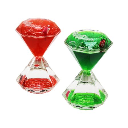 RENKLİ SULU   ELMAS ŞEKİL  KUM SAATİ  MİKA KRİSTAL PLASTİK   2PCS BALIKLI (4172)