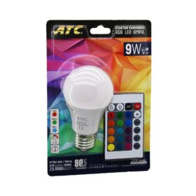 ATC-RGB-9W  KUMANDALI   9W=60W  RGB=16-RENKLİ LED AMPUL E27 800 LÜMEN 6500K 25.000 SAAT ÖMÜR (4172)
