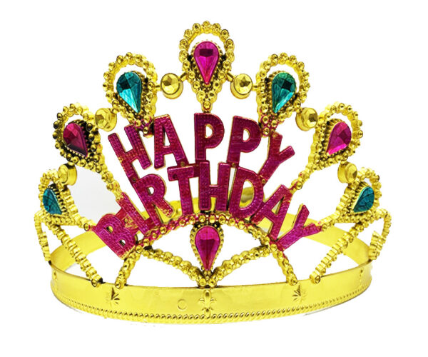 Altın Renk Happy Birthday Yazılı Doğum Günü Tacı 60 cm - Görsel 2