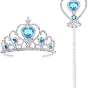 Karlar Ülkesi Elsa Mavi Kalpli Taç ve Mavi Asa Seti Çocuk Boy (4172)