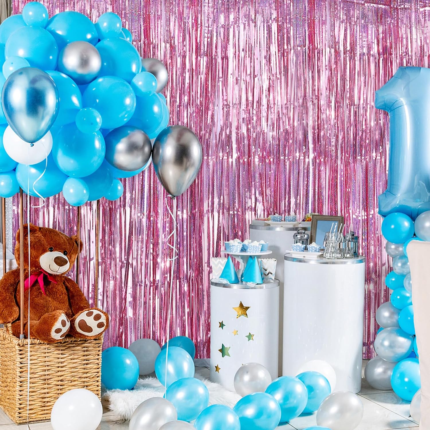 Rose Gold Renk Ekstra Metalize Parlak Saçaklı Arka Fon Perde İthal A Kalite 1x2 Metre (4172) - Görsel 2