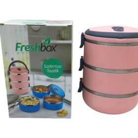 AÇIK PEMBE 3LÜ SEFER TASI SAKLAMA KABI 1.8LT (4172)