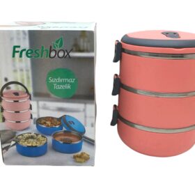 KOYU PEMBE 3LÜ SEFER TASI SAKLAMA KABI 1.8LT (4172)