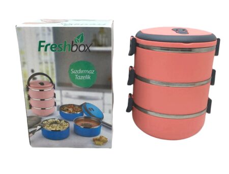 KOYU PEMBE 3LÜ SEFER TASI SAKLAMA KABI 1.8LT (4172)