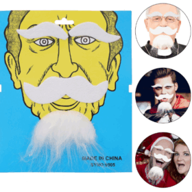 Beyaz Renk Kendinden Yapışkanlı Takma Sakal Bıyık ve Kaş Seti (4172)