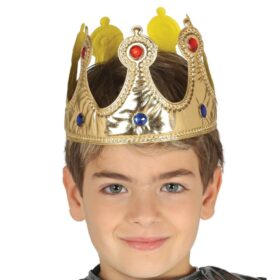 Altın Renk Kumaş Malzemeden İmal Yetişkin ve Çocuk Kral Tacı 55 cm (4172)