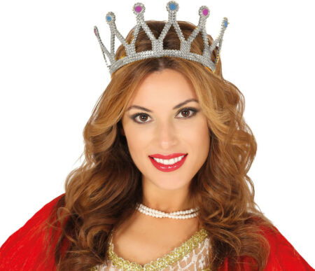 Rönesans Kostümlü Kraliyet Ortaçağ Gümüş Kraliçe Prenses Tacı (4172)
