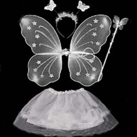 Beyaz Kelebek Kostümü - Beyaz Kelebek Kostüm Aksesuar Seti 4 Parça (4172)