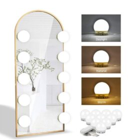 Nostalji Hollywood Tarzı 10&apos;lu Makyaj Masası Aynası Beyaz Led Işıklı Lamba USB (4172)