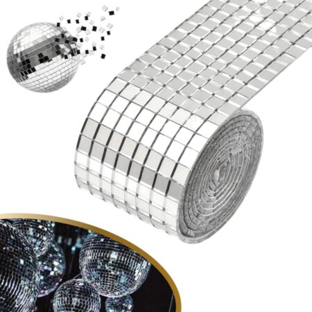 1 Metre Uzunluğunda Gümüş Renk Aynalı Mozaik Taşlı Dekor Bandı 4 cm x 1 mt (4172)