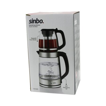 CAM ELEKTRİKLİ ÇAY SETİ ÇAYCI 2LT+1.2LT 1500W MAVİ LEDLİ 360 DERECE ÇELİK SÜZGEÇ KROM KAPLAMA (4172)