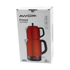 AWOX FRESCO KIRMIZI ELEKTRİKLİ ÇAY MAKİNESİ ÇAYCI SET 1.7LT SU ISITICI + 1.2LT DEMLİK PASLANMAZ ÇELİK GÖVDE 2200W (4172)