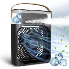 Taşınabilir 3 Farklı Mod Ayarlı 7 Farklı Led Işıklı Sulu Soğutmalı Taşınabilir Masaüstü USB Fan Vantilatör (4172)