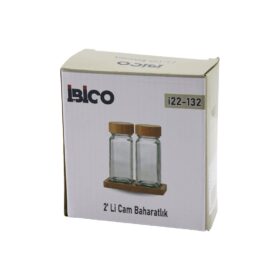 2PCS BAMBU KAPAKLI CAM TUZLUK - BİBERLİK - BAHARATLIK 120ML (4172)