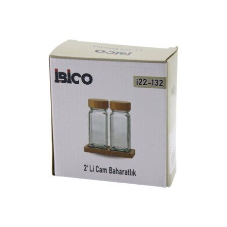 2PCS BAMBU KAPAKLI CAM TUZLUK - BİBERLİK - BAHARATLIK 120ML (4172)