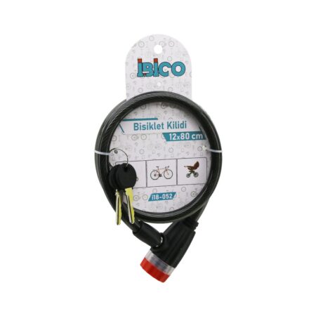 ANAHTARLI ÇEVİRMELİ KİLİT KAPAKLI PLASTİK KAFA BİSİKLET KİLİT ÇELİK TEL SİYAH ŞEFFAF KILIF 12MMX80CM (4172)