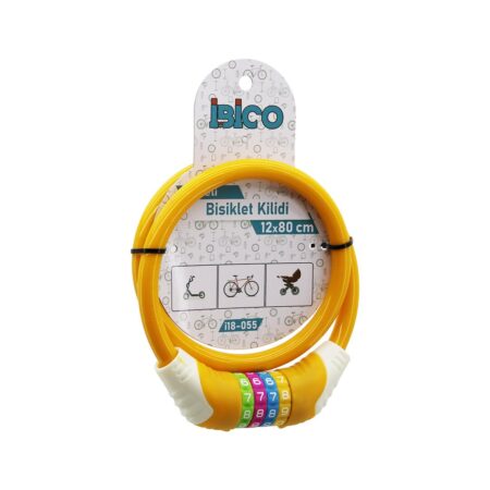 ŞİFRELİ KALIN BİSİKLET KİLİT ÇELİK TEL TURUNCU RENKLİ KILIF 12MMX80CM (4172)