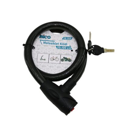 ANAHTARLI AÇ-KAPA KİLİT KAPAKLI MOTOR - BİSİKLET KİLİT ÇELİK TEL SİYAH ŞEFFAF KILIF 20MMX100CM (4172)