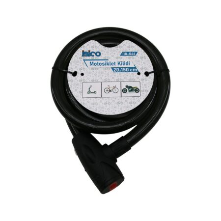 ANAHTARLI AÇ-KAPA KİLİT KAPAKLI MOTOR - BİSİKLET KİLİT ÇELİK TEL SİYAH ŞEFFAF KILIF 20MMX150CM (4172)