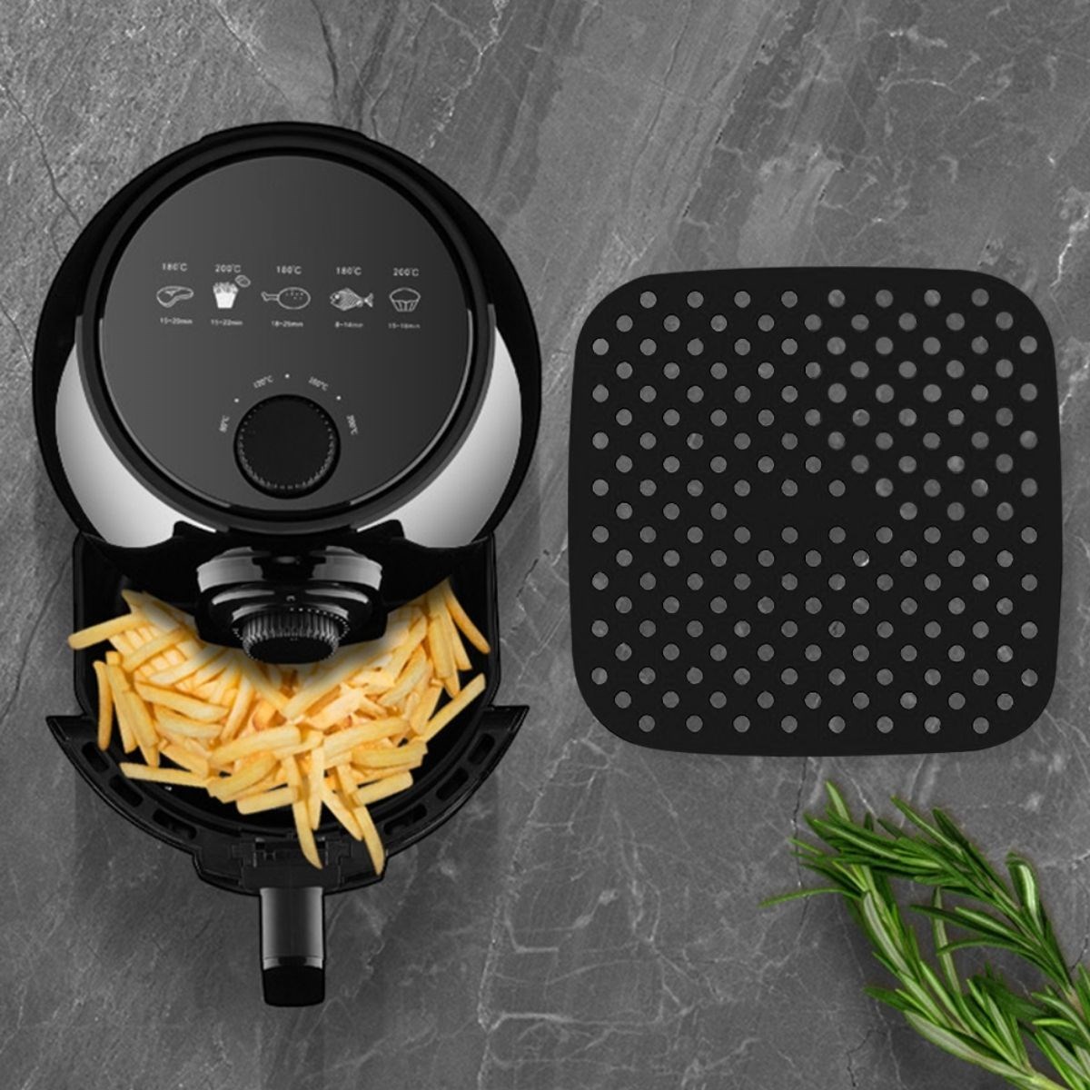 Siyah Isıya Dayanıklı Yıkanılabilir Silikon Fırın Ve Airfryer Kare Model Pişirme Matı 21,5 Cm (4172) - Görsel 3